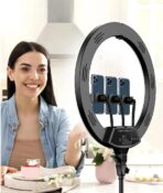 ⁦رينج لايت ليد موديل MF-22- إضاءة ناعمة ومتعددة الوضعيات وآمنة للعين - دوران 360 درجة - مثالي للبث المباشر وتصوير المدونين .⁩ - الصورة ⁦5⁩