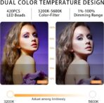 ⁦مصباح حلقي LED احترافي جديد للصور والفيديو من جيفت ماكس®، جهاز تحكم عن بعد بـ 6 اذرع على شكل نجمة،للتصوير الفوتوغرافي والفيديو لفناني المكياج وصالونات التجميل والصالون .⁩ - الصورة ⁦4⁩