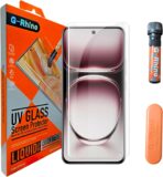 شاشة حماية UV من الزجاج المقوى عالي الجودة لاصقة بالكامل منحني ومقاوم للأشعة فوق البنفسجية وعالية الوضوح وسهلة التركيب لهاتف   Oppo Reno 11 5G .