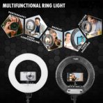 ⁦مصباح حلقي LED احترافي كبير K45 مقاس 46 سم (18 بوصة) مع وضعين للألوان وإضاءة قابلة للتعتيم، متوافق مع هواتف وكاميرات iPhone/Android .⁩ - الصورة ⁦6⁩