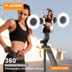 ⁦عصا سيلفي ثلاثية القوائم لايف بي 10 برو مع إضاءة ليد مصنوعة من خليط معدني من الألومنيوم، حامل جوال للبث المباشر بجهاز تحكم عن بعد بلوتوث من بلوكاما، 1.8 م .⁩ - الصورة ⁦3⁩