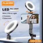 ⁦عصا سيلفي ثلاثية القوائم لايف بي 10 برو مع إضاءة ليد مصنوعة من خليط معدني من الألومنيوم، حامل جوال للبث المباشر بجهاز تحكم عن بعد بلوتوث من بلوكاما، 1.8 م .⁩ - الصورة ⁦4⁩