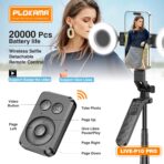 ⁦عصا سيلفي ثلاثية القوائم لايف بي 10 برو مع إضاءة ليد مصنوعة من خليط معدني من الألومنيوم، حامل جوال للبث المباشر بجهاز تحكم عن بعد بلوتوث من بلوكاما، 1.8 م .⁩ - الصورة ⁦6⁩