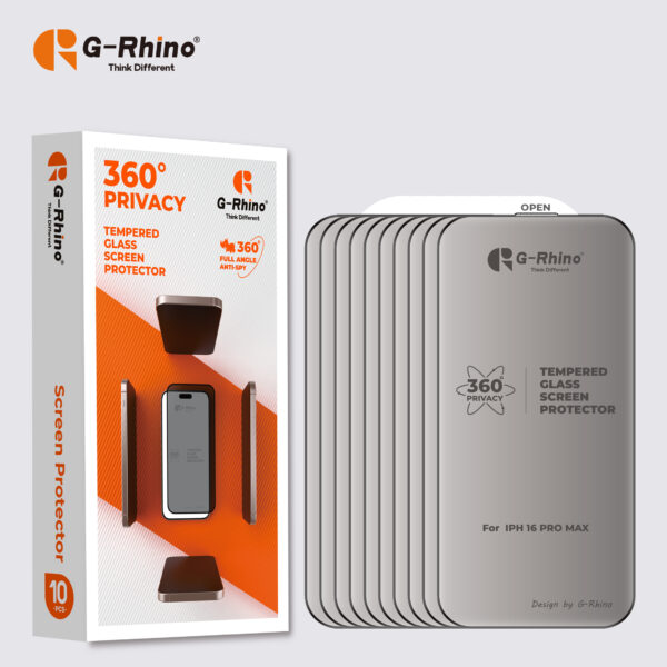 شاشة حماية G-Rhino زجاج مقسى قوي غير قابل للكسر Privacy لهاتف iPhone 13 .