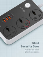 ⁦لدنيو شاحن و مشترك كهربائي LDNIO SC3412 PD بتقنية الشحن السريع 20واط مع 3 منافذ كهرباء و3 منافذ USB 3.0 بميزة الشحن السريع .⁩ - الصورة ⁦10⁩