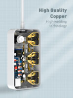 ⁦لدنيو شاحن و مشترك كهربائي LDNIO SC3412 PD بتقنية الشحن السريع 20واط مع 3 منافذ كهرباء و3 منافذ USB 3.0 بميزة الشحن السريع .⁩ - الصورة ⁦8⁩