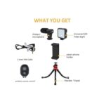 ⁦PLOKAMA - PK-776-5-in-1 حامل فيديو للهواتف الذكية، مثبت كاميرا مع ضوء LED، ميكروفون، مقبض على شكل حرف U .⁩ - الصورة ⁦7⁩