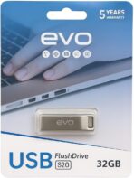 ذاكرة فلاش ايفو بسعة 32 جيجابايت، واجهة USB 2.0، هيكل معدني، فضي
