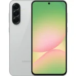 موبايل سامسونج جالاكسي A56 بنظام أندرويد وذاكرة تخزين 256 جيجابايت وذاكرة رام سعة 8 جيجابايت مع شاشة كبيرة وبطارية تدوم طويلًا، يدعم 6 ترقيات لنظام التشغيل، لون رمادي فاتح .