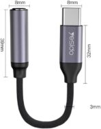 ⁦محول سماعات رأس وكابل صوت من نوع Yesido YAU19 USB-C إلى 3.5 ملم - أسود .⁩ - الصورة ⁦4⁩