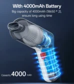 ⁦مكنسة كهربائية يدوية YESIDO VC10 بقوة شفط 5000 باسكال وسرعة دوران 45500 دورة في الدقيقة، أداة تنظيف منزلية وسيارات⁩ - الصورة ⁦8⁩