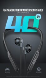 ⁦سماعة رأس طوق رقبة لاسلكية من Rsilou 3013-001  بلوتوث 5.3 من رسيلو، وقت تشغيل 40 ساعة، مقاومة للعرق IPX4، وضع مزدوج للالعاب بدون تأخير، وظيفة مفتاح، ضبط احترافي، سماعات اذن مغناطيسية .⁩ - الصورة ⁦3⁩