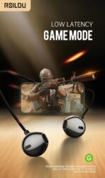 ⁦سماعة رأس طوق رقبة لاسلكية من Rsilou 3013-001  بلوتوث 5.3 من رسيلو، وقت تشغيل 40 ساعة، مقاومة للعرق IPX4، وضع مزدوج للالعاب بدون تأخير، وظيفة مفتاح، ضبط احترافي، سماعات اذن مغناطيسية .⁩ - الصورة ⁦9⁩