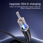 ⁦كابل بيانات وشحن من نوع Yesido CA130L بقوة 12 واط و2.4 أمبير من نوع USB إلى 8 دبابيس، طوله: 2 متر - أسود .⁩ - الصورة ⁦3⁩