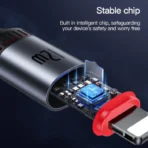 ⁦كابل بيانات وشحن من نوع Yesido CA130L بقوة 12 واط و2.4 أمبير من نوع USB إلى 8 دبابيس، طوله: 2 متر - أسود .⁩ - الصورة ⁦6⁩