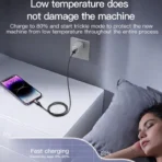 ⁦كابل بيانات وشحن من نوع Yesido CA130L بقوة 12 واط و2.4 أمبير من نوع USB إلى 8 دبابيس، طوله: 2 متر - أسود .⁩ - الصورة ⁦7⁩