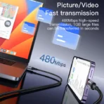 ⁦كابل بيانات وشحن من نوع Yesido CA130L بقوة 12 واط و2.4 أمبير من نوع USB إلى 8 دبابيس، طوله: 2 متر - أسود .⁩ - الصورة ⁦9⁩