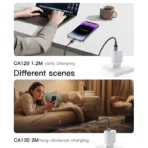 ⁦كابل بيانات وشحن من نوع Yesido CA130L بقوة 12 واط و2.4 أمبير من نوع USB إلى 8 دبابيس، طوله: 2 متر - أسود .⁩ - الصورة ⁦10⁩