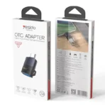 محول شحن GS31 USB 3.0 أنثى إلى Type-C ذكر بقوة 18 وات -أسود .