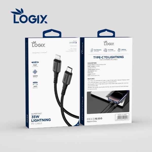 كابل لوجيكس تايب سي ايفون فاست بقدرة 35 واط PD 120م CB05 .