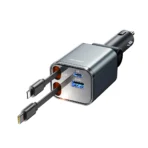 ⁦شاحن سيارة قابل للسحب JR-CCL05 من جوي روم، تصميم 4 في 1 فائق الصغر – يحتوي على منفذين USB ومنفذ نوع سي، مع شحن سريع وتصميم موفر للمساحة، متوافق مع أجهزة الموبايل والتابلت الذكية .⁩ - الصورة ⁦12⁩