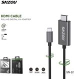 سينزو SN-52 كابل اتصال عالي الدقة تايب-سي إلى HDMI بطول 2 متر - رمادي
