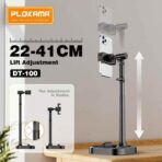 ⁦حامل هاتف وتابلت مكتبي رافع DT-100 - قابل للتعديل (22-41 سم)، دوران 360°، قاعدة معدنية ثابتة للمكالمات والتصوير والمشاهدة - اسود .⁩ - الصورة ⁦4⁩