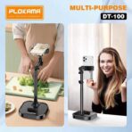 ⁦حامل هاتف وتابلت مكتبي رافع DT-100 - قابل للتعديل (22-41 سم)، دوران 360°، قاعدة معدنية ثابتة للمكالمات والتصوير والمشاهدة - اسود .⁩ - الصورة ⁦6⁩