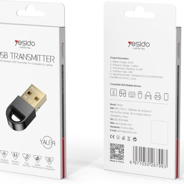 مستقبل بلوتوث صغير USB YAU34، مستقبل بلوتوث 5.1 لاسلكي صغير USB للكمبيوتر .