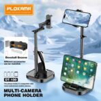 ⁦حامل هاتف وتابلت مكتبي رافع DT-100 - قابل للتعديل (22-41 سم)، دوران 360°، قاعدة معدنية ثابتة للمكالمات والتصوير والمشاهدة - اسود .⁩ - الصورة ⁦5⁩