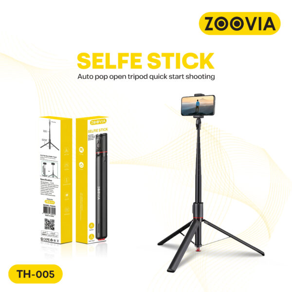 ZZOOVIA TH-005 عصا سيلفي فاخرة بطول 1.75 متر قابلة للطي تلقائيًا وحامل ثلاثي القوائم شديد التحمل للاستوديو .